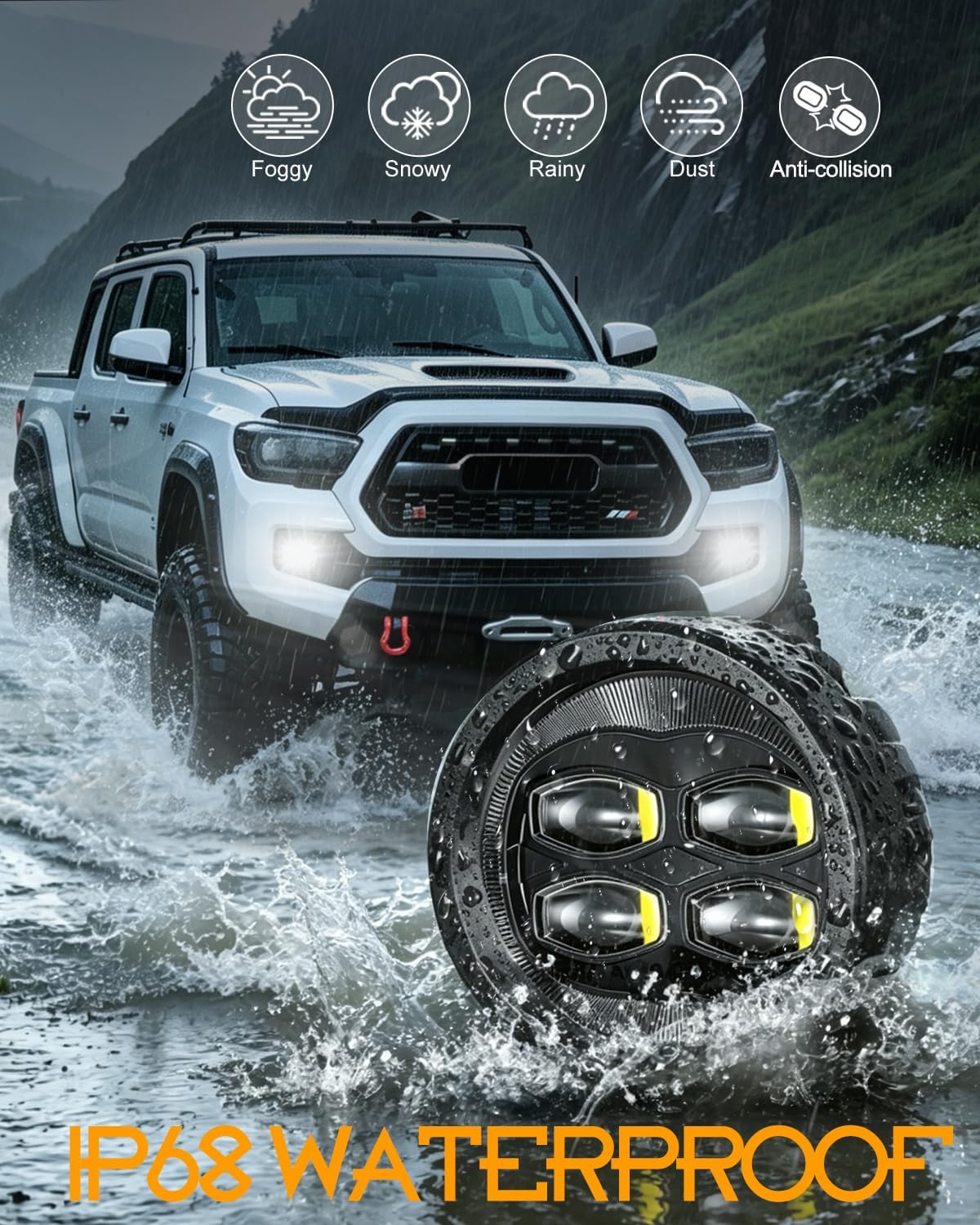 SAE LED Fog Lights, Nirider 2PCS 80W 3.5 Inch Round DOT Approved Street Legal Fog Light Pods Offroad Driving LED Pods for Trucks Pickup Tacoma Tundra 4Runner Wrangle SUV UTV ATV Motorcycle