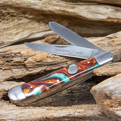 Miniatura 3 de WHISKEY BENT HAT CO. Navaja de bolsillo plegable tradicional Trapper de 4.125 pulgadas, longitud cerrada, cuchillas de acero inoxidable 440C (cañón