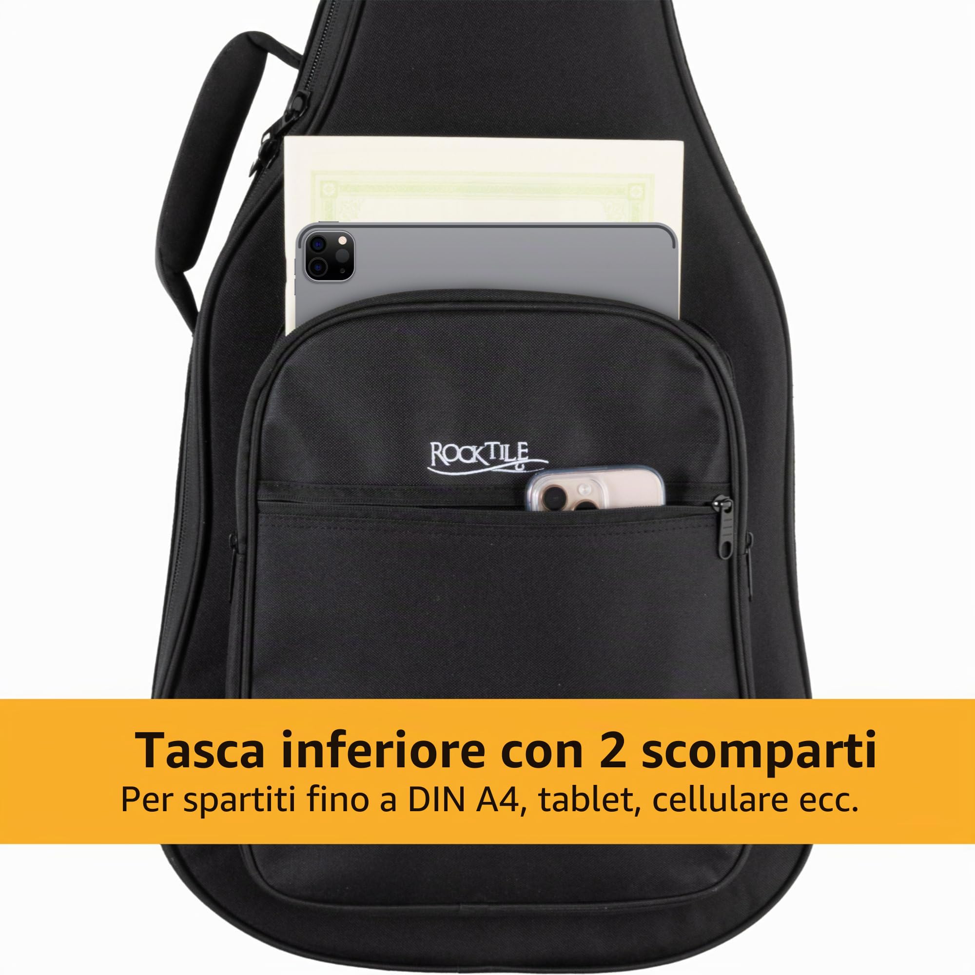 ROCKTILE EGSC-1122BK Softcase per Chitarra Elettrica, Peso: 2, 2 kg | Adatto a quasi tutte le chitarre elettriche, Adatto anche a modelli shortscale, Imbottitura completa spessa 2 cm, 2 kg