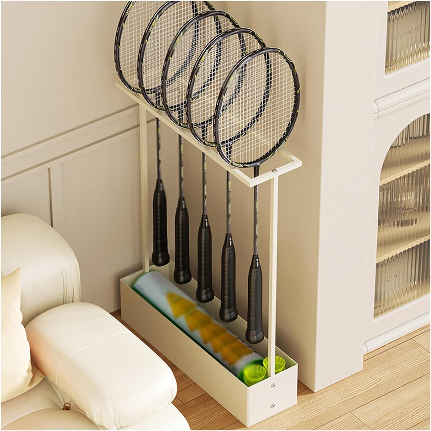 Support de rangement pour raquettes de tennis et badminton noir