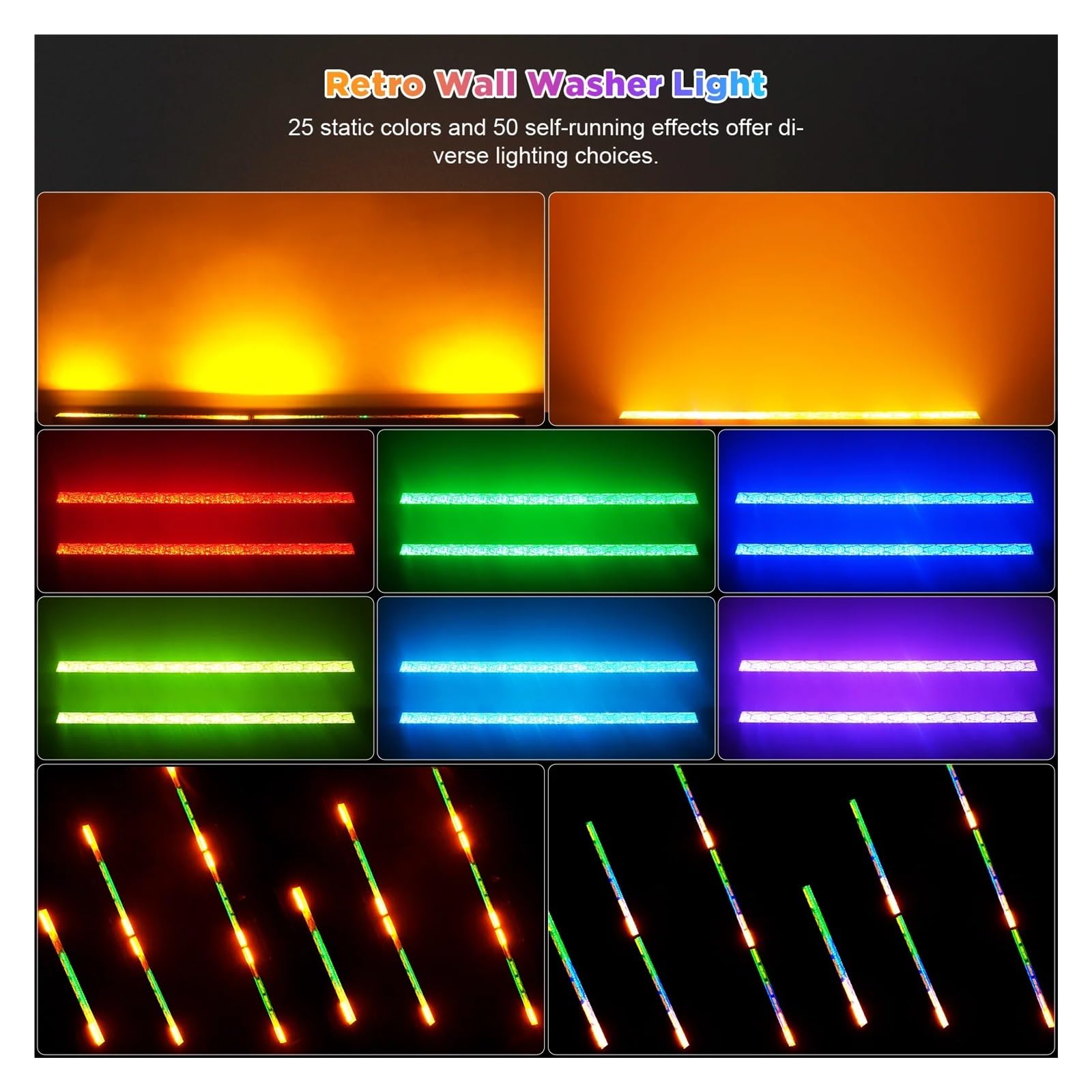 DJ-Lichtleiste, 420W COB LED Vintage Bühnenlichtleiste, RGB Wall Washer Licht DMX Retro Licht DJ Party Lichter for Disco Khe Geburtstag