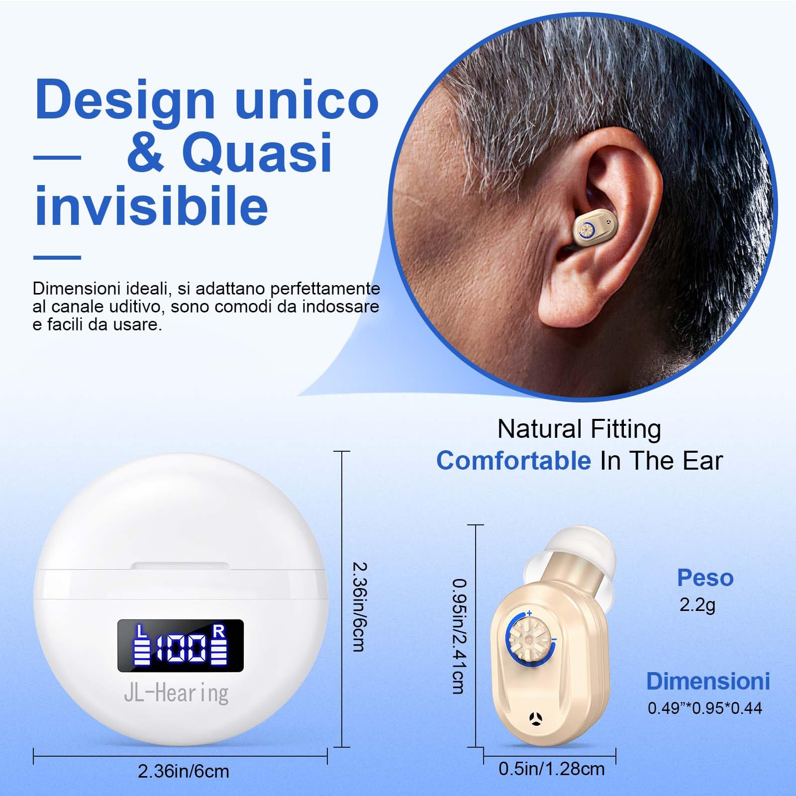 Cuffie Amplificate che Possono Rendere il Suono Più Forte，Uso Binaurale，Indicatore LED del Livello Della Batteria