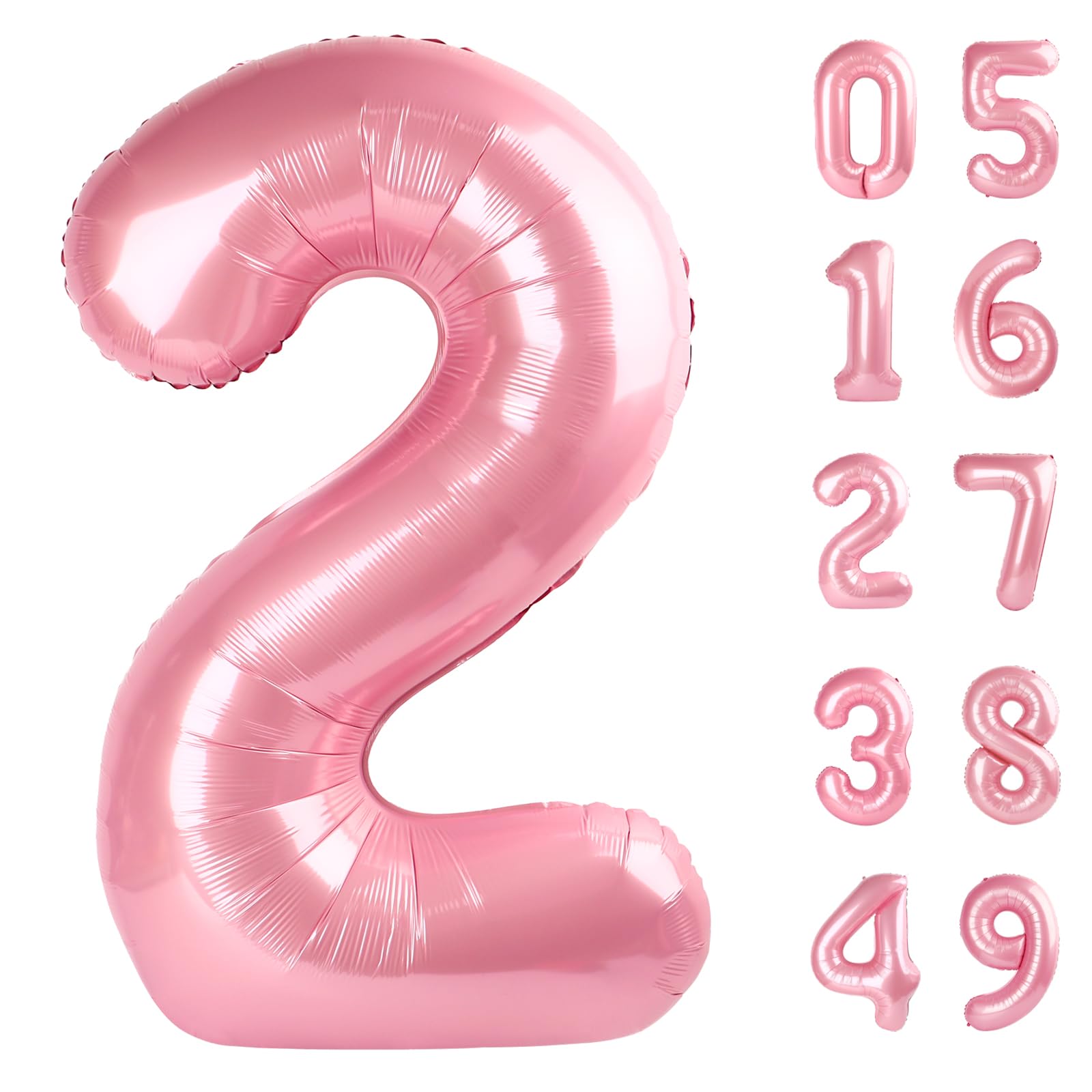 40 Inch Big Pearlescent Pink Number 2 Balloon Birthday Decoration, Number 2 Helium Balloon 12 20 22 23 24 26 28 32 42 Celebration, Boy Girl Baby