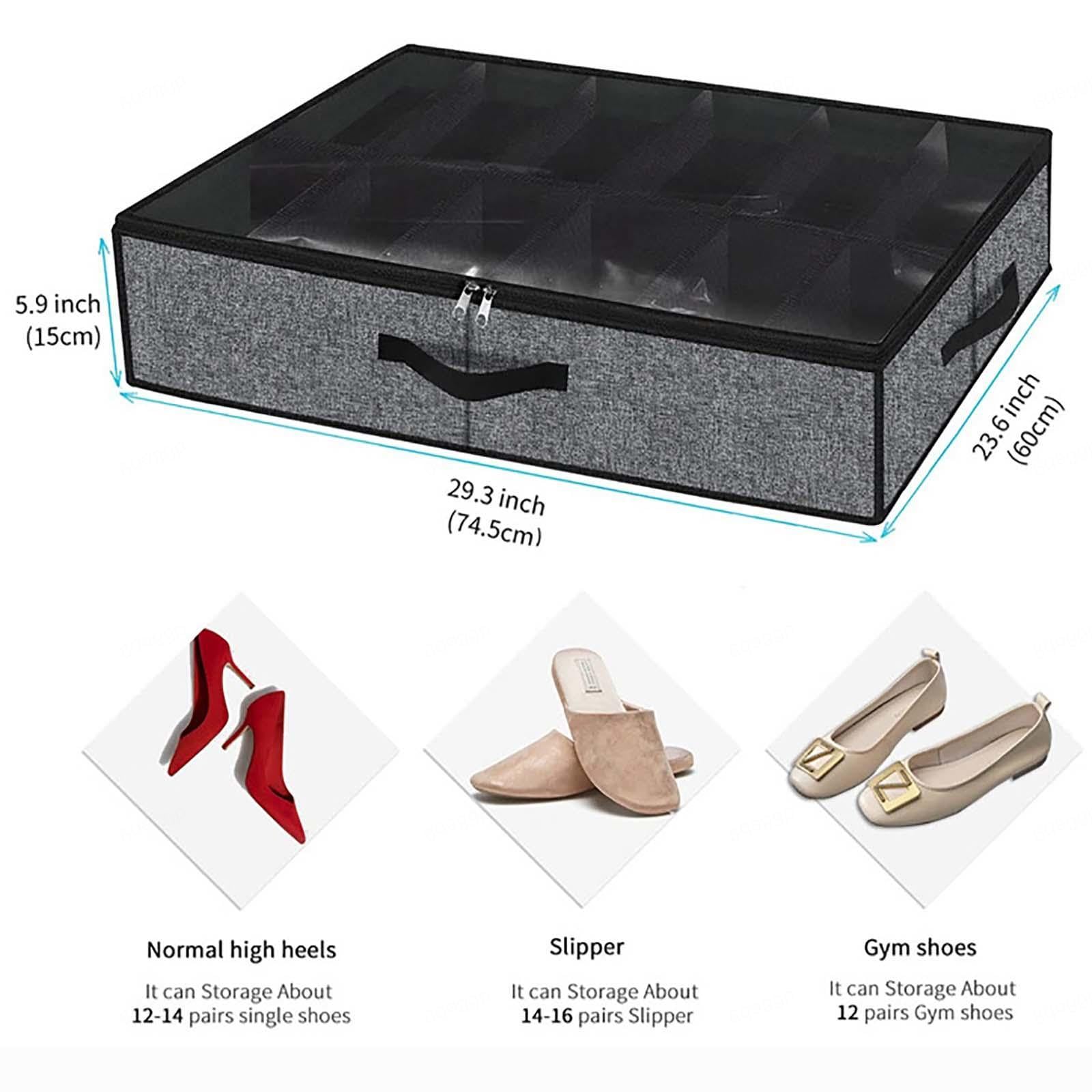 Organizer Armadio Salvaspazio Pieghevole con Copertura Trasparente, Scarpiera sotto Letto Organizzatori Sottoletto per Bambini E Adulti sotto Il Portascarpe da Letto,A-2Pcs