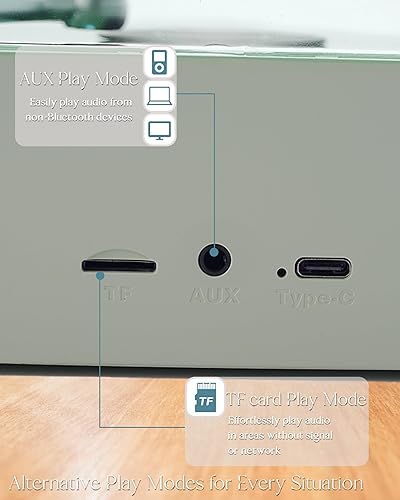 Miniatura 5 de Waves - Altavoz Bluetooth de vinilo, estilo reproductor de discos de vinilo con sonido oceánico, ruido blanco, Bluetooth retro con luz ambiental y