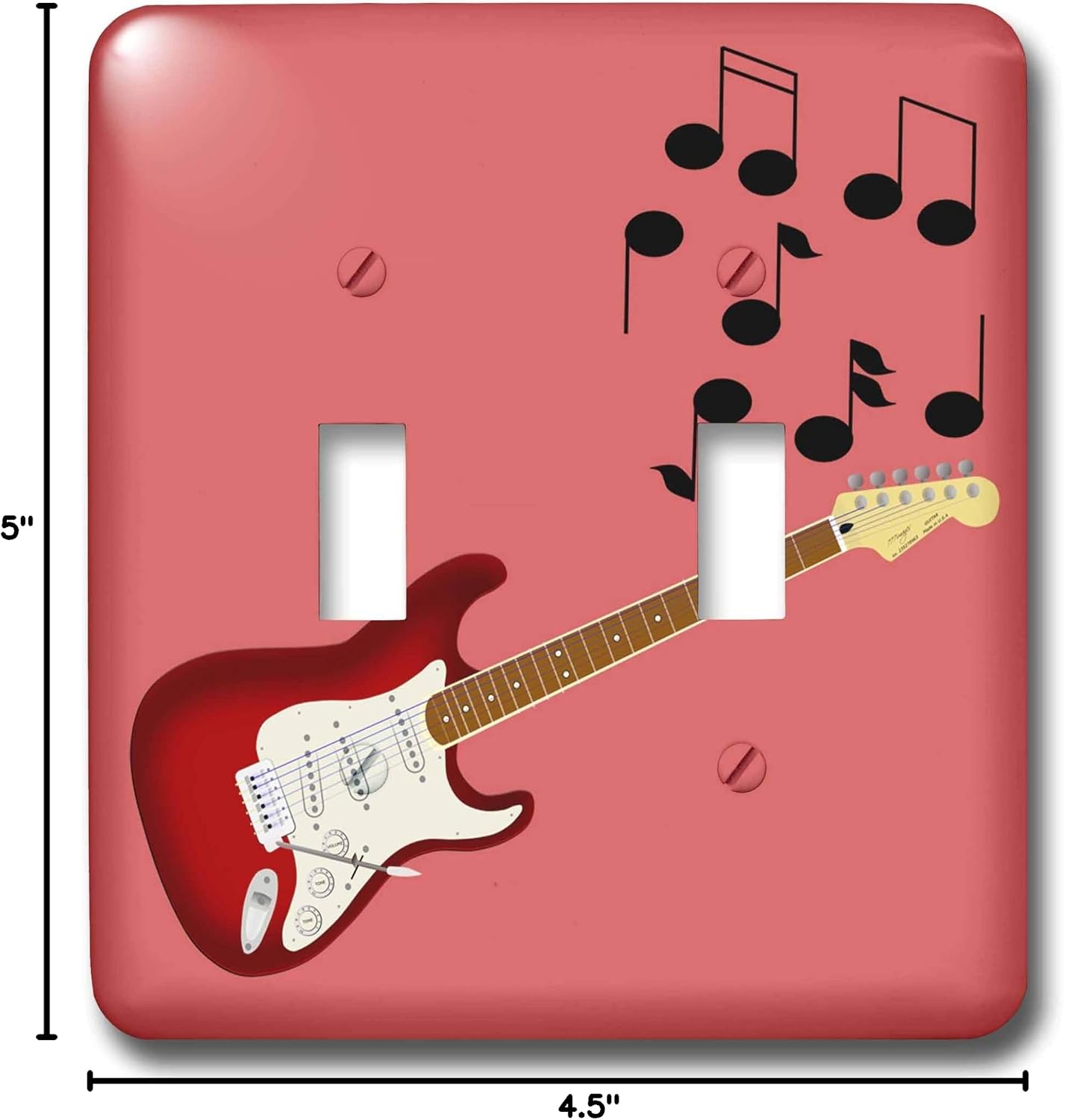 3dRose lsp_24096_2 Red Sunburst Guitar with Musical Notes Double Toggle Switch