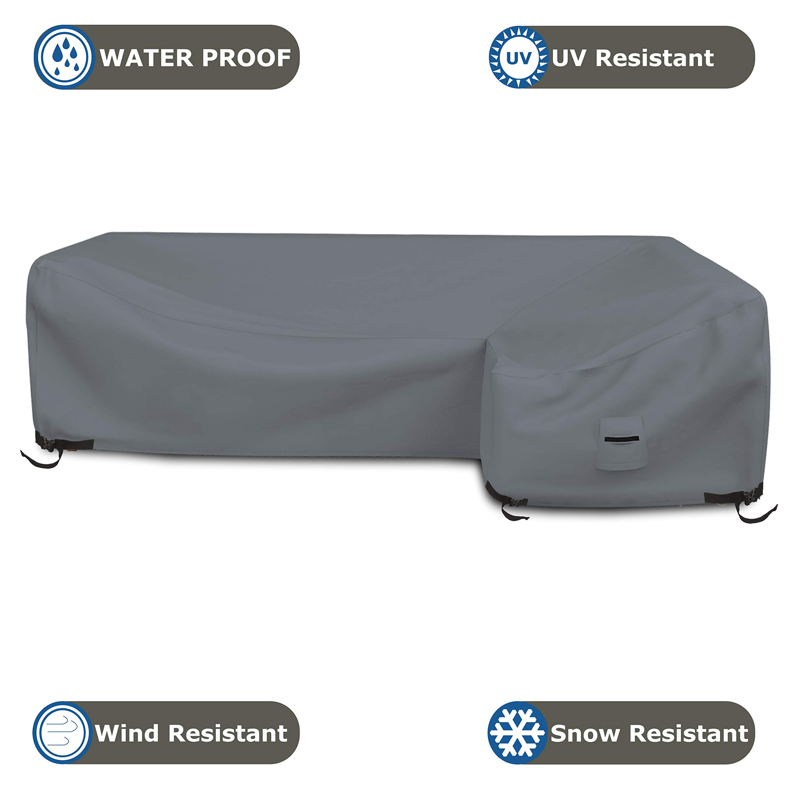 Covers & All L Shaped Couch Cover, 12 Oz Polyester, Waterproof Sofa Slipcovers, Tear & UV Proof Furniture Protector Cover with Handles & Air Pockets (Right Side Sofa, 90