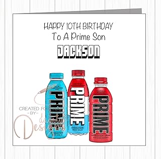Personalised Birthday Card - PRIME Drink - Son, Grandson, Godson, Nephew, Daughter, Granddaughter, Goddaughter, Niece, For Him, For Her ANY AGE
