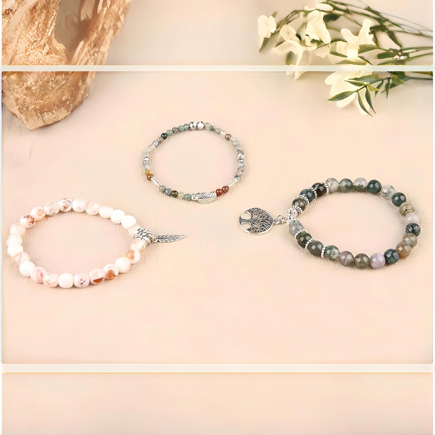 Jardme Healing Crystal Bracelets for Women, 8mm Beaded Natural Stone Stretch Chakra Bracelets Tree of Life Bracelet Jewelry Gifts for Women - Image 7