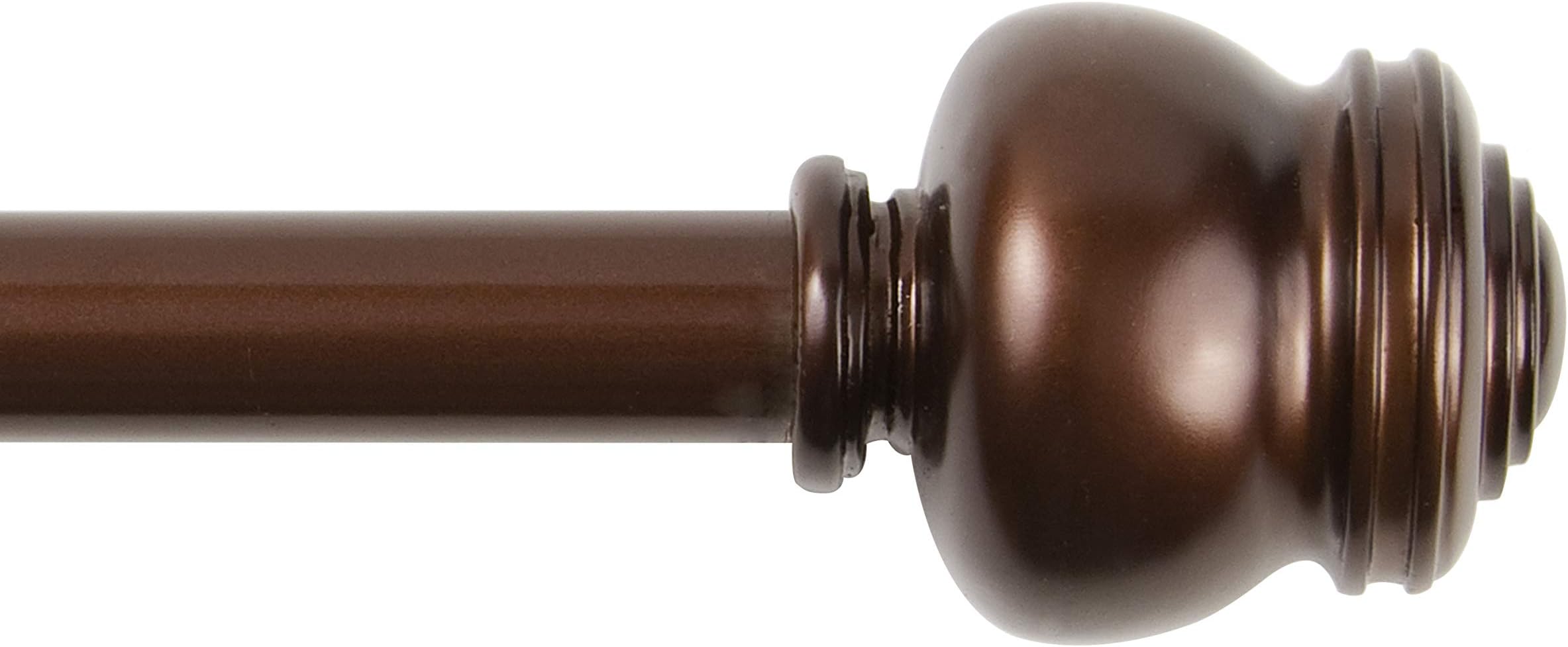 Glendale Knob Window Curtain Rod, Adjustable Curtain Rod for Windows 28 to 48 Inches, Extendable Curtain Rod Set, Cocoa Brown Curtain Rod