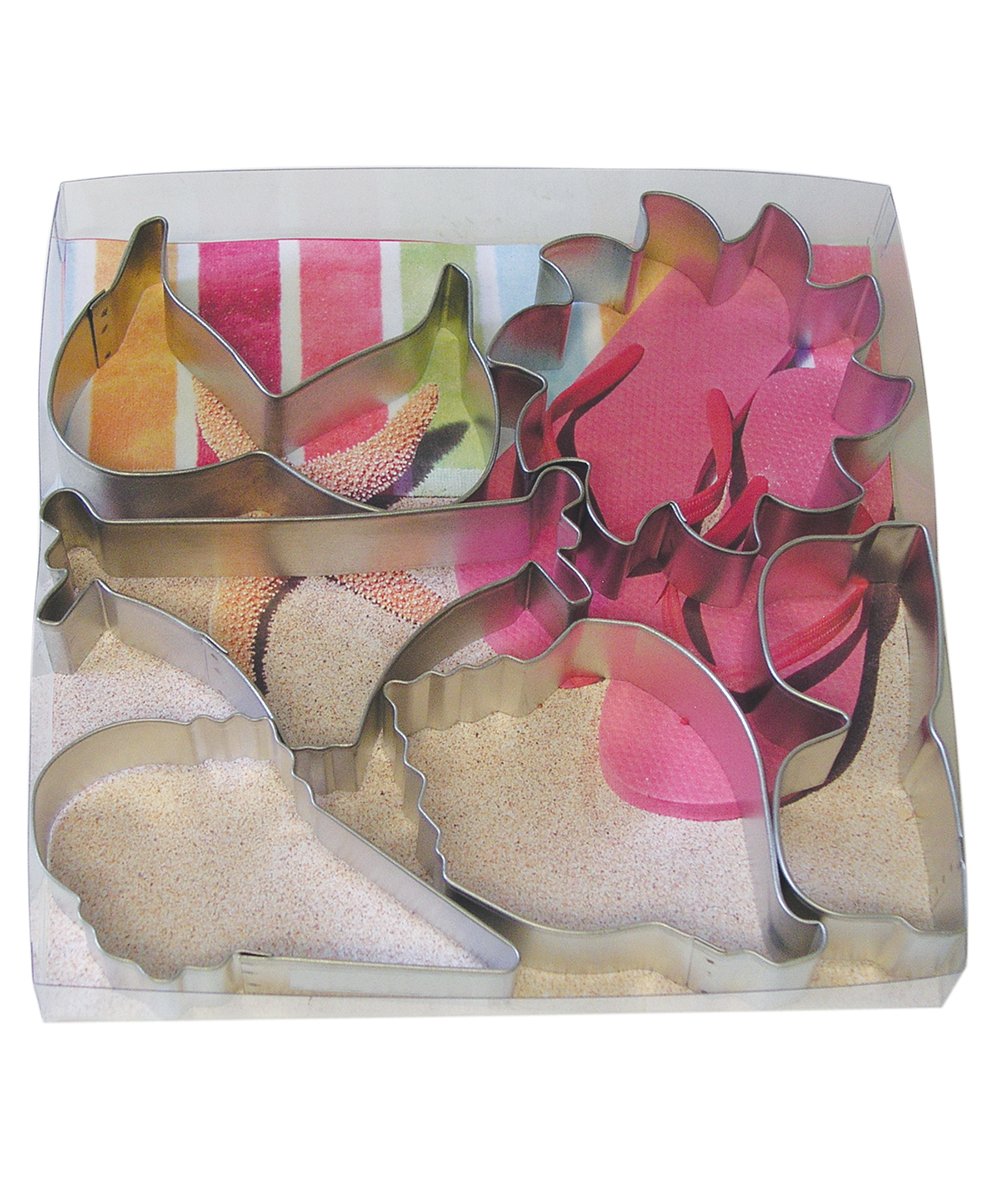 R&M International Summer Cookie Cutters, Bikini Top, Bottom, Sun, Shell, Ice Cream Cone, Sungl, 6-Piece Set