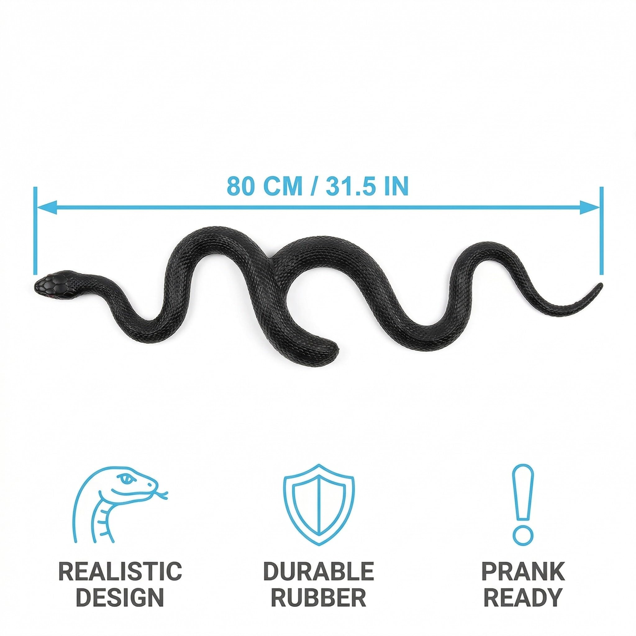 Serpente di Gomma, Serpente Finto, Giocattolo Serpente, Grande Serpente Realistico in Gomma, Accessorio da Giardino, Regalo Divertente (nero)