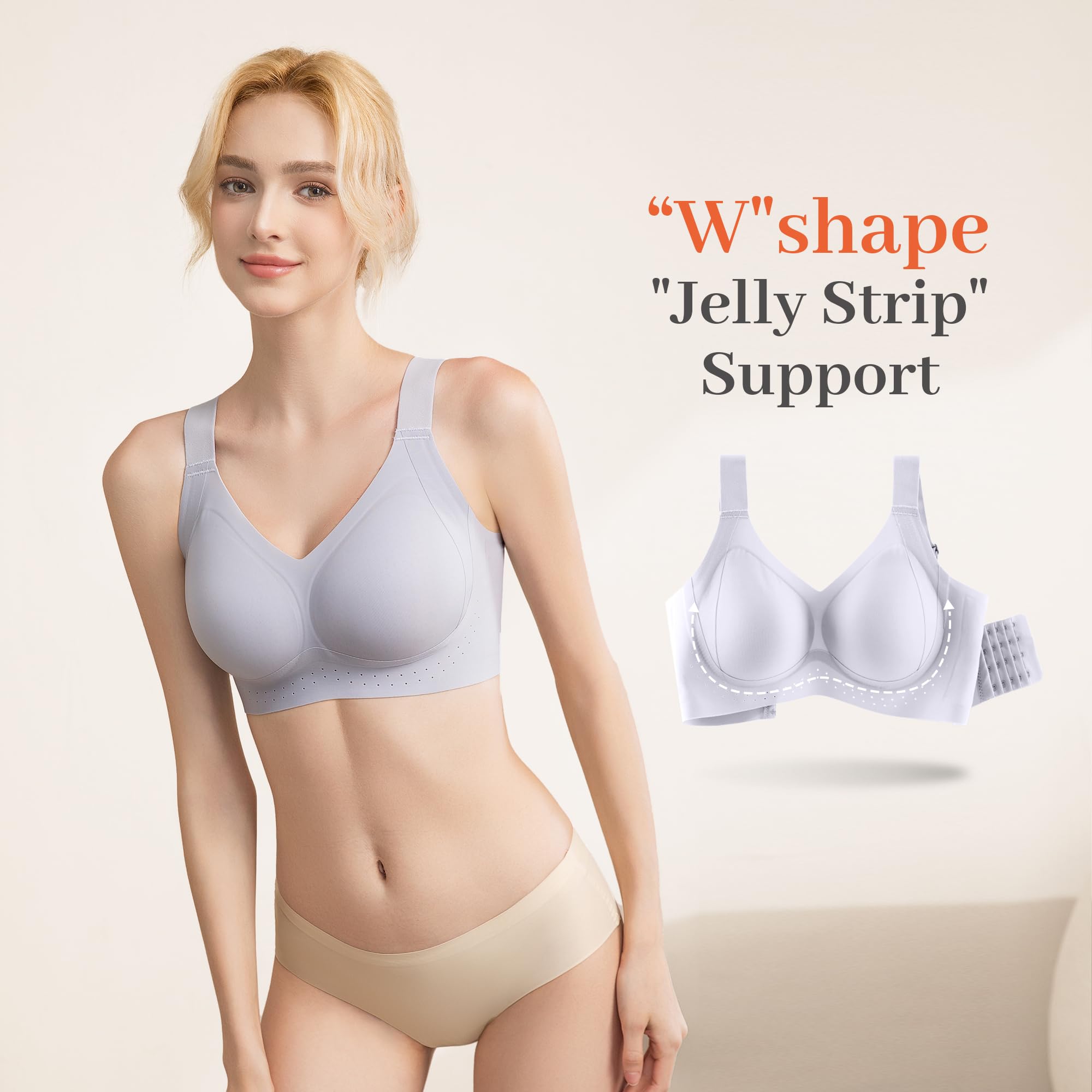 Fittingirls Women's Ultra-Soft Wireless Bra Full Coverage Non-Wired Padded Design Breathable Lightweight all-Day Comfort