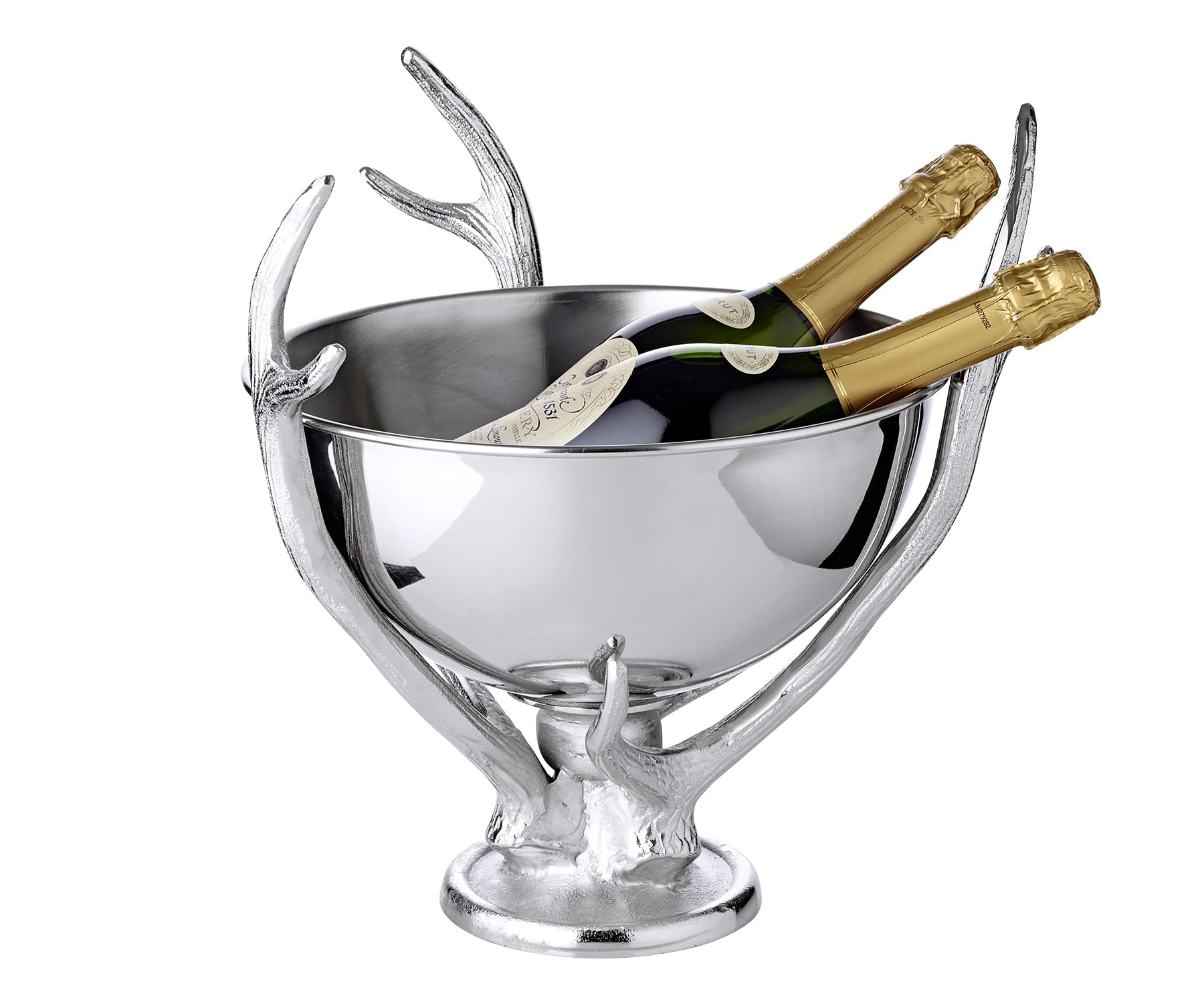 EDZARD Seau à Champagne Lita (Hauteur 37 cm, Ø 31 cm), argenté, Aluminium nickelé, Aspect Bois de cerf
