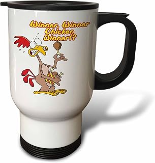 3dRose " Winner Winner Chicken Dinner Irony Humor" Travel Mug, 14 oz, Multicolor