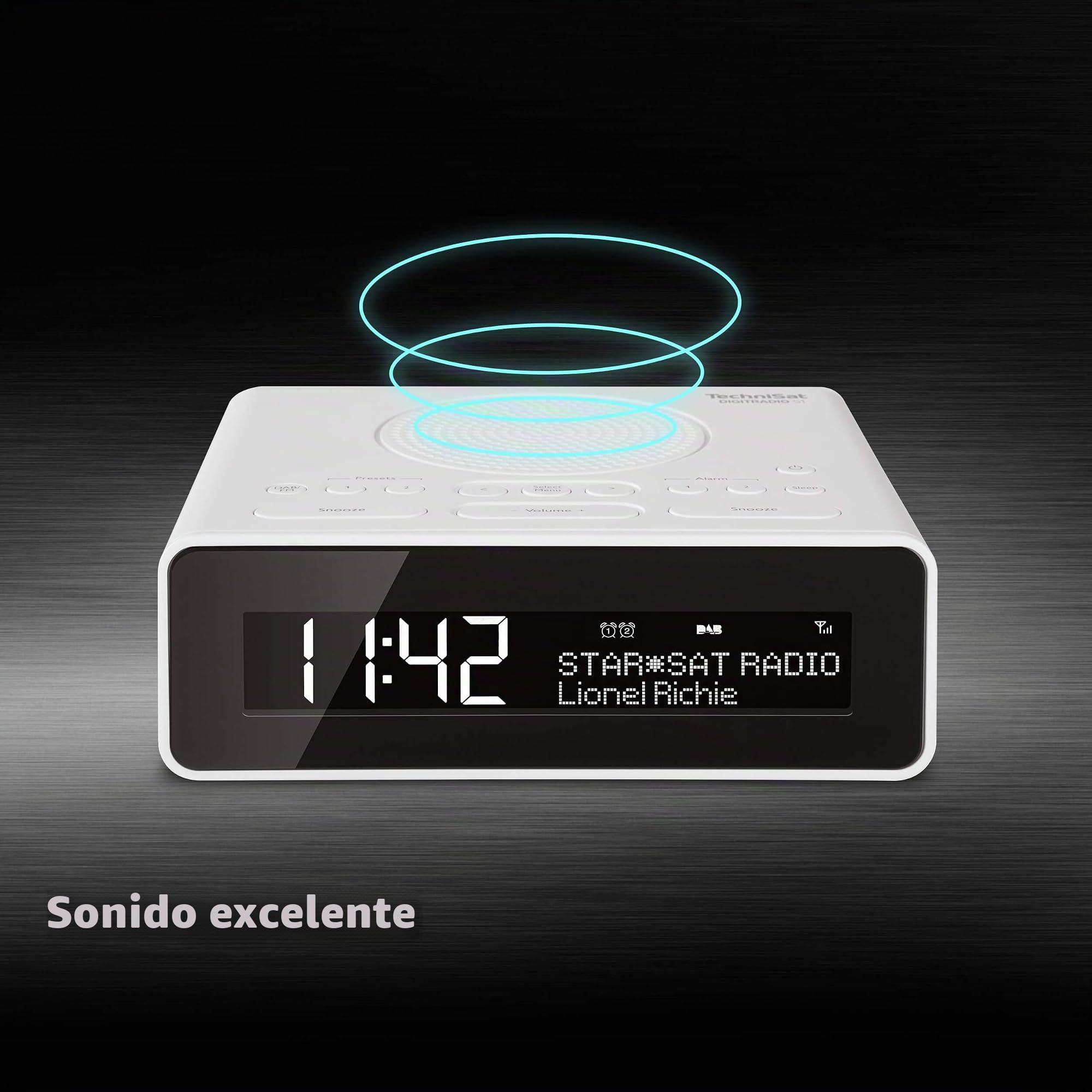 TechniSat DIGITRADIO 51 - Radio Despertador DAB+ (DAB, FM, Radio Reloj, Despertador con 2 Tiempos de Alarma Ajustables, Función de Repetición, Temporizador, Pantalla Regulable) Blanco