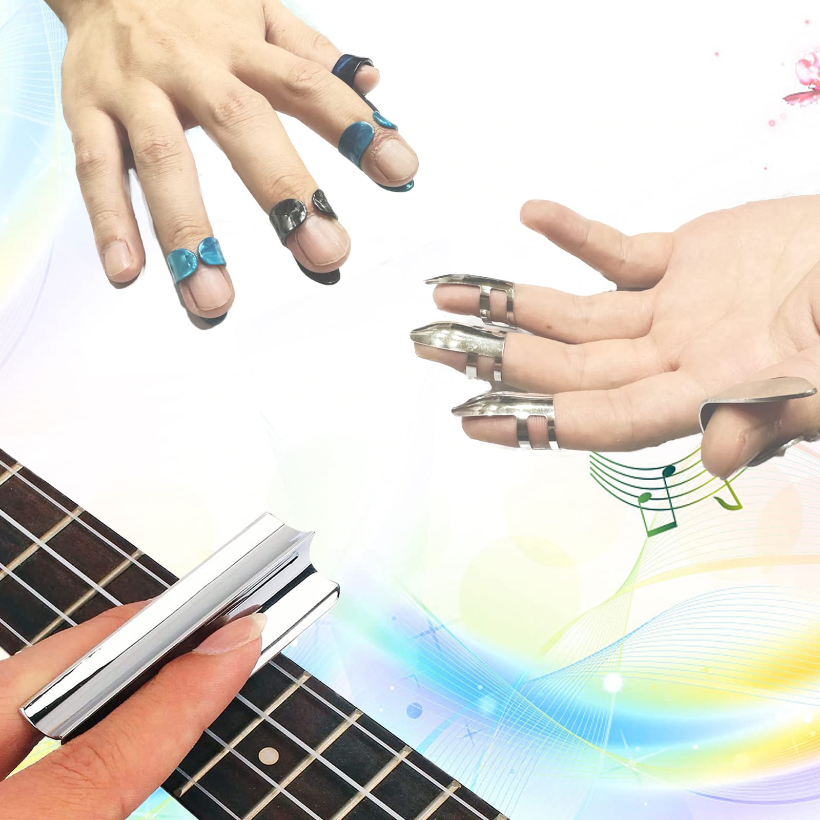 Plettri per chitarra in acciaio inox e pollice, plettri elettrici e acustici, Dobro, Lap Steel, chitarra hawaiana, accessori per basso banjo