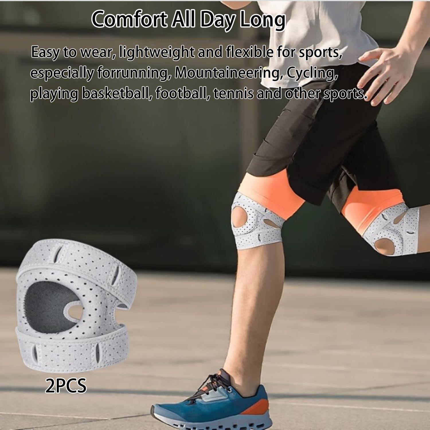 Wellknee Knee Brace for Women & Men - Adjustable Patellar Tendon Support Sleeves with Side Stabilizers & Patella Gel Pad, For Running, Sports, and Workouts, Unisex (2Pcs-Gray,Large) 714Kq7Wc9fL. SL1500