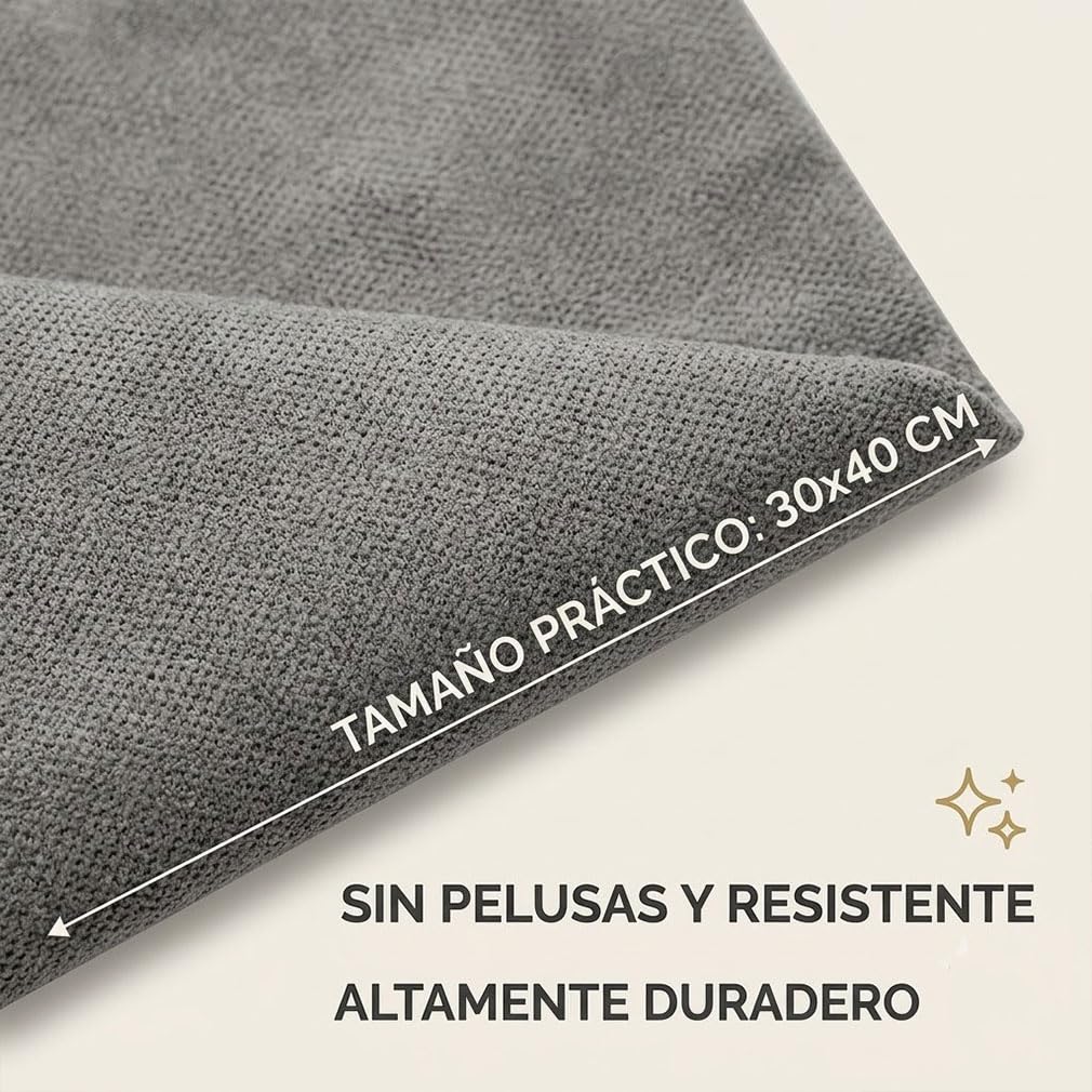 Genérico Paño Mágico Antonio Herato de Microfibra 5/10/15/25 Unidades 30x40cm Bayetas de Limpieza Ultra Absorbentes sin Pelusas para Cristales Ventanas Cocina y Espejos (Gris,25pcs)