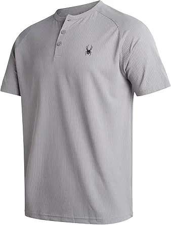 Spyder Mens Shirts - Moisture Wicking Short Sleeve Henley Shirts for Men - Lightweight Quick Dry Athletic Shirt (Sizes: S-XL)