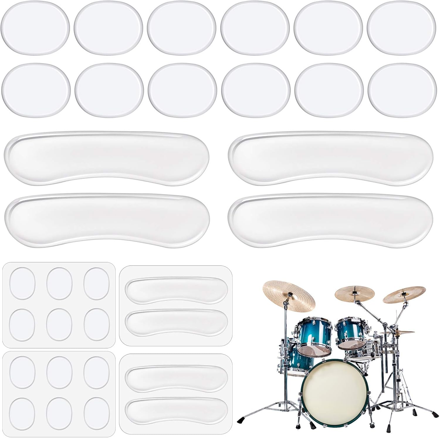 MIKIMIQI Drum Dampeners Gel Pads, 12 Pcs Round Silicone