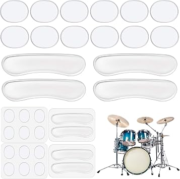 Drum Dampeners - 16 Pcs Gel Pads, Round & Long Silicone Drum Silencers for Tone Control