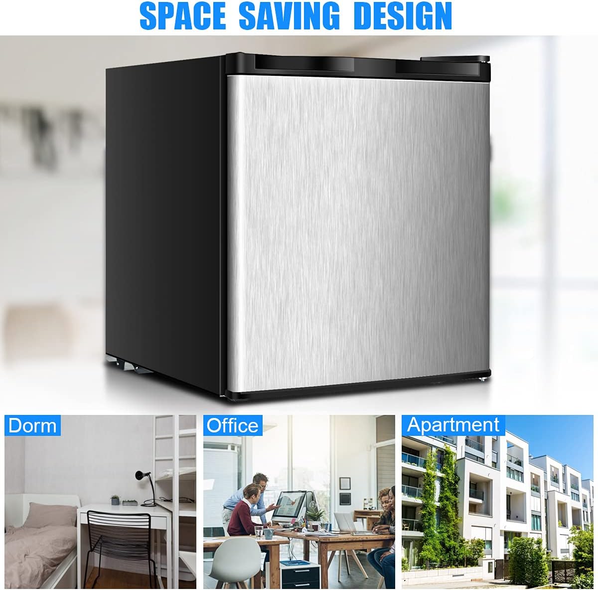 GOFLAME Compact Refrigerator, 1.1 Cu.Ft Mini Fridge Upright Freezer with Reversible Door and Adjustable Thermostat Control for Home Dorm Office