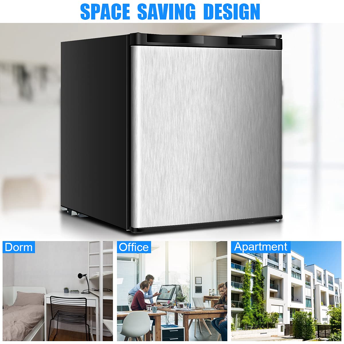 COSTWAY Mini Freezer, 31L Table Top Freezers with Reversible Door