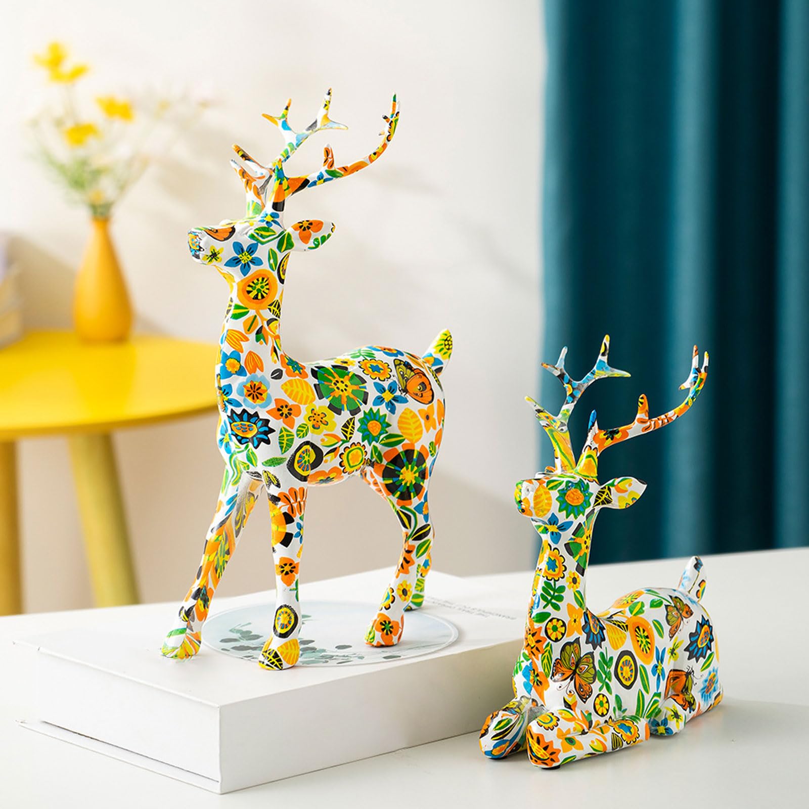 Elch Hirsch Deko Figuren,Modern Rentier Weihnachtsdeko,Modern Rentier Weihnachtsdeko,Stehende Elch für Tisch,Modern,Weihnachtsfiguren,Gold,Weihnachten Deko Innen