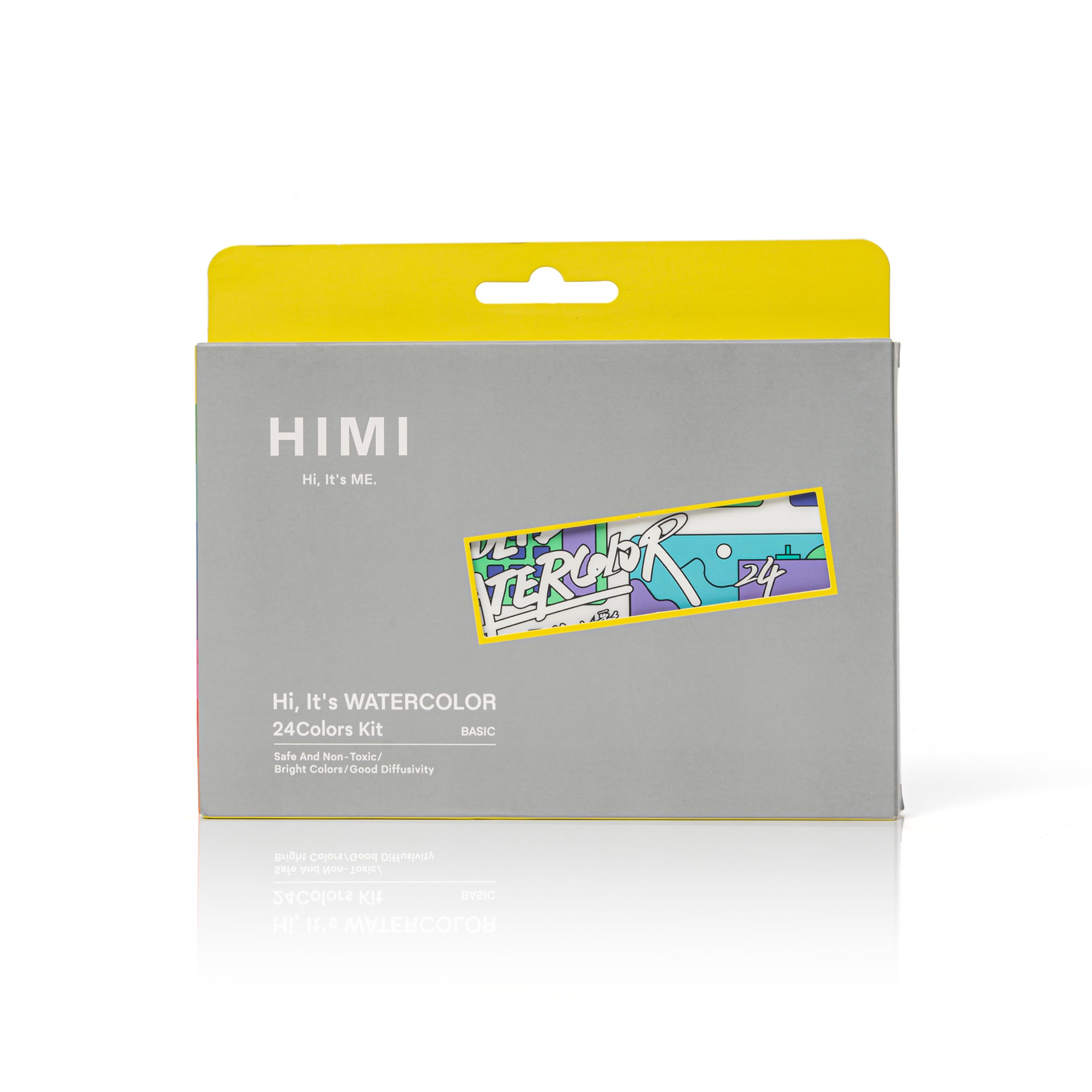 HIMI Watercolour Kit 24 Colours in Half-Pans Plus Waterbrush, Plastic Case, Pigments, Gum Arabic, Painting Set for Artist, Art Kit Material, Sketching, Paint Art, Travel Accessories, Lightfast Paints