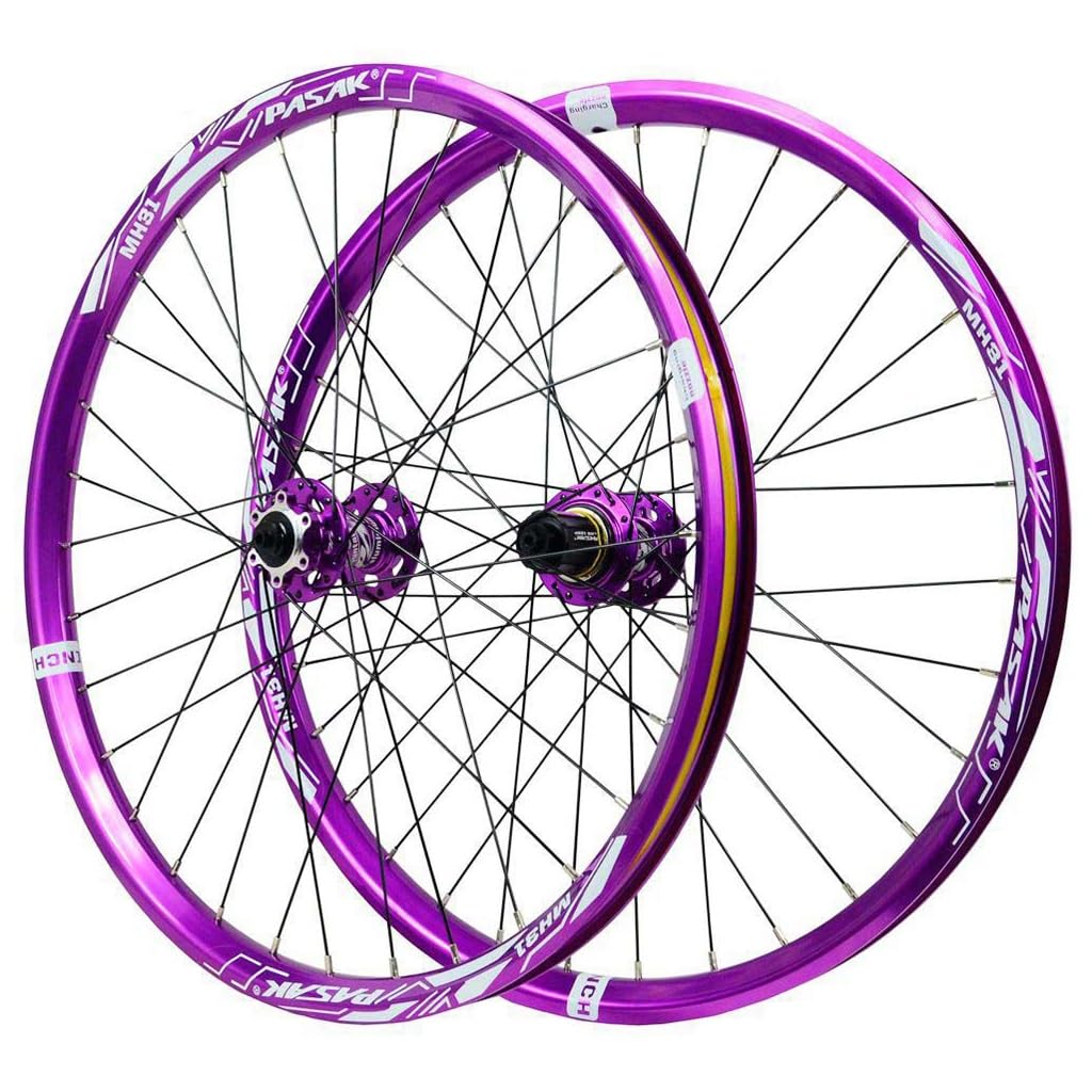 Roues de VTT violettes 24 ou 26 pouces avec jantes en alu et freins à disque