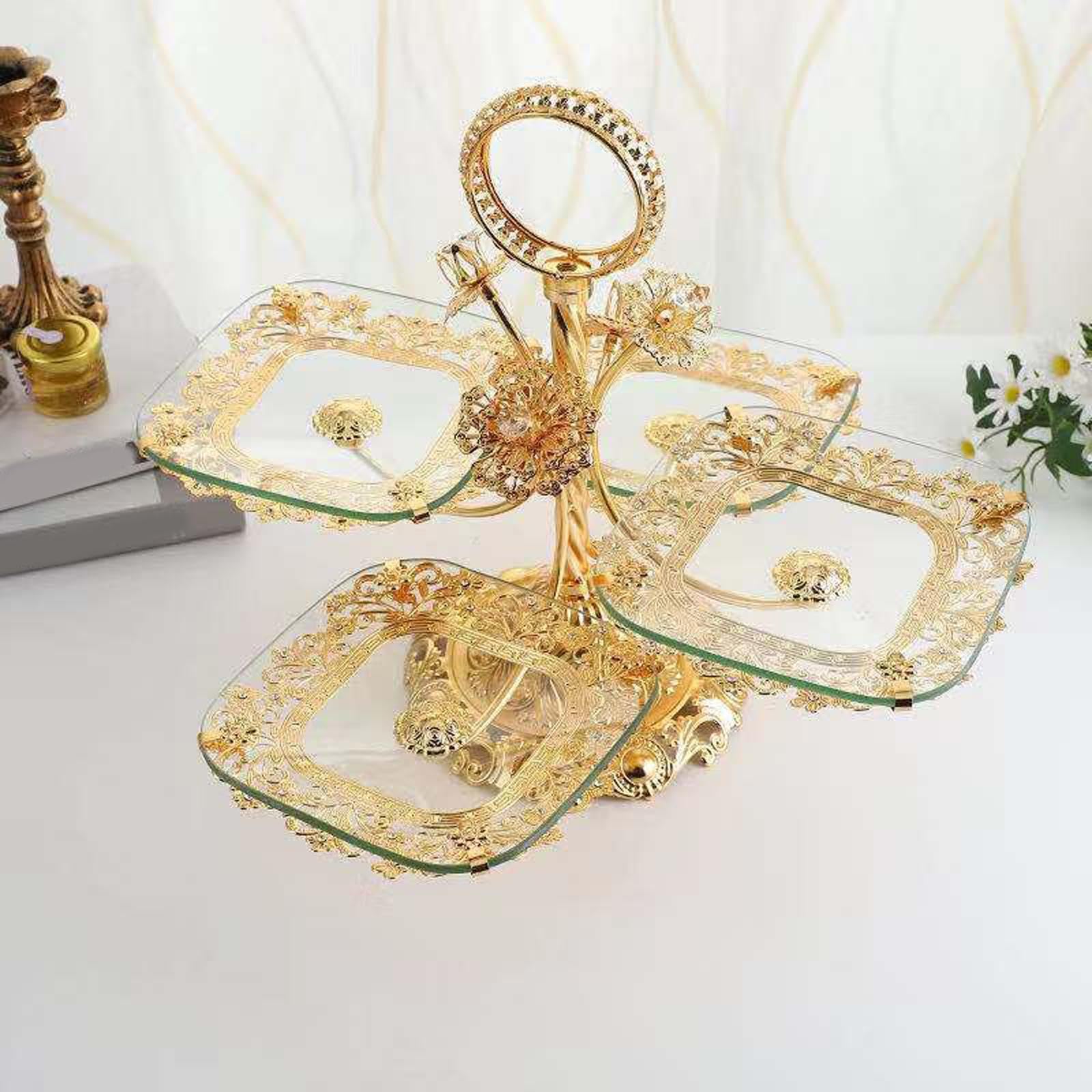 Bandeja de postres sofisticada de múltiples Capas, Hermosa Bandeja de Vidrio para Servir, Elegantes presentaciones para Pasteles y refrigerios,