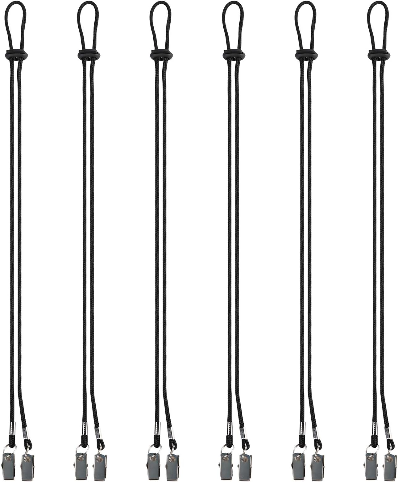 Pack of 6 Pcs Adjustable Napkin Clip Lanyard Neck Strap Bib Clips for Elderly/Adult/Baby