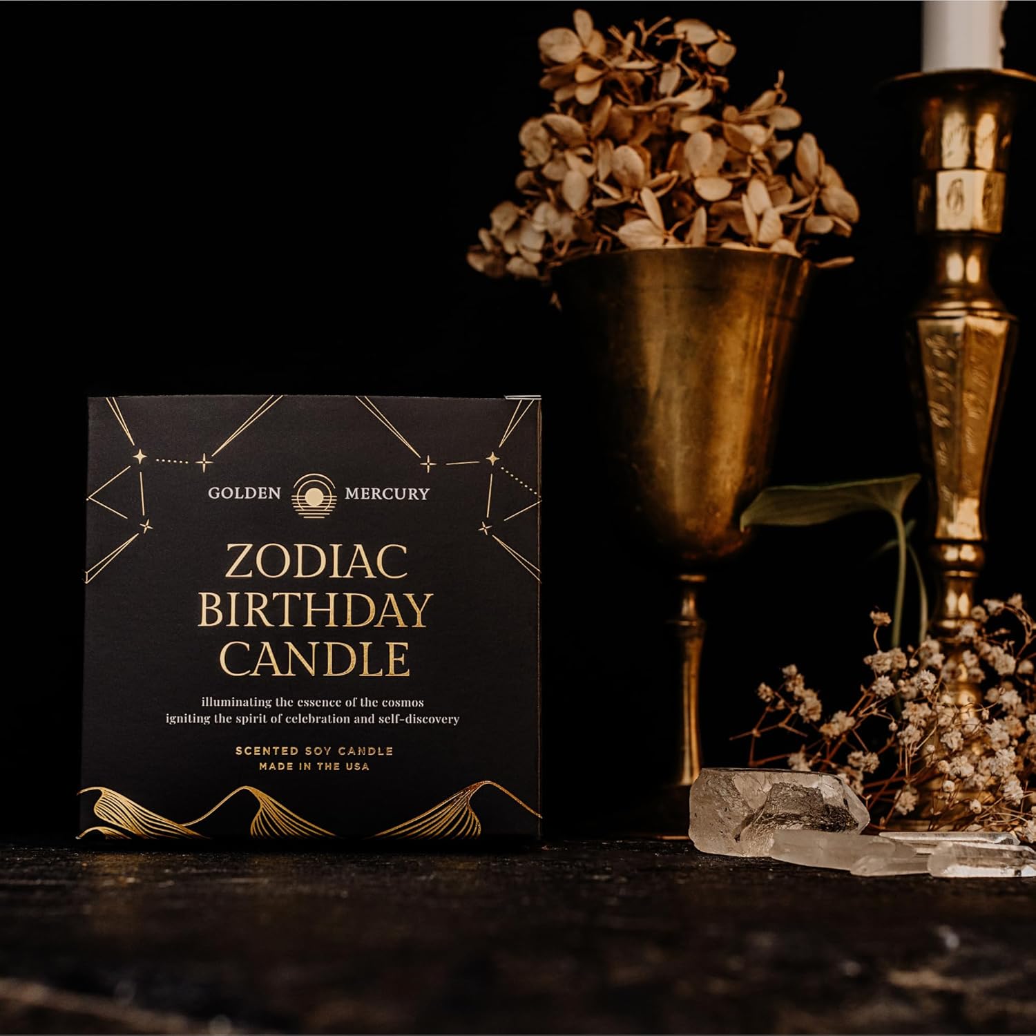 Aries Zodiac Candle by Golden Mercury – April 3rd Personalized Scented Soy Candle with Dates – Unique Astrology Gift for Women, Best Friend, Sister, or Mom – Spiritual Decor and Custom Gift for Her