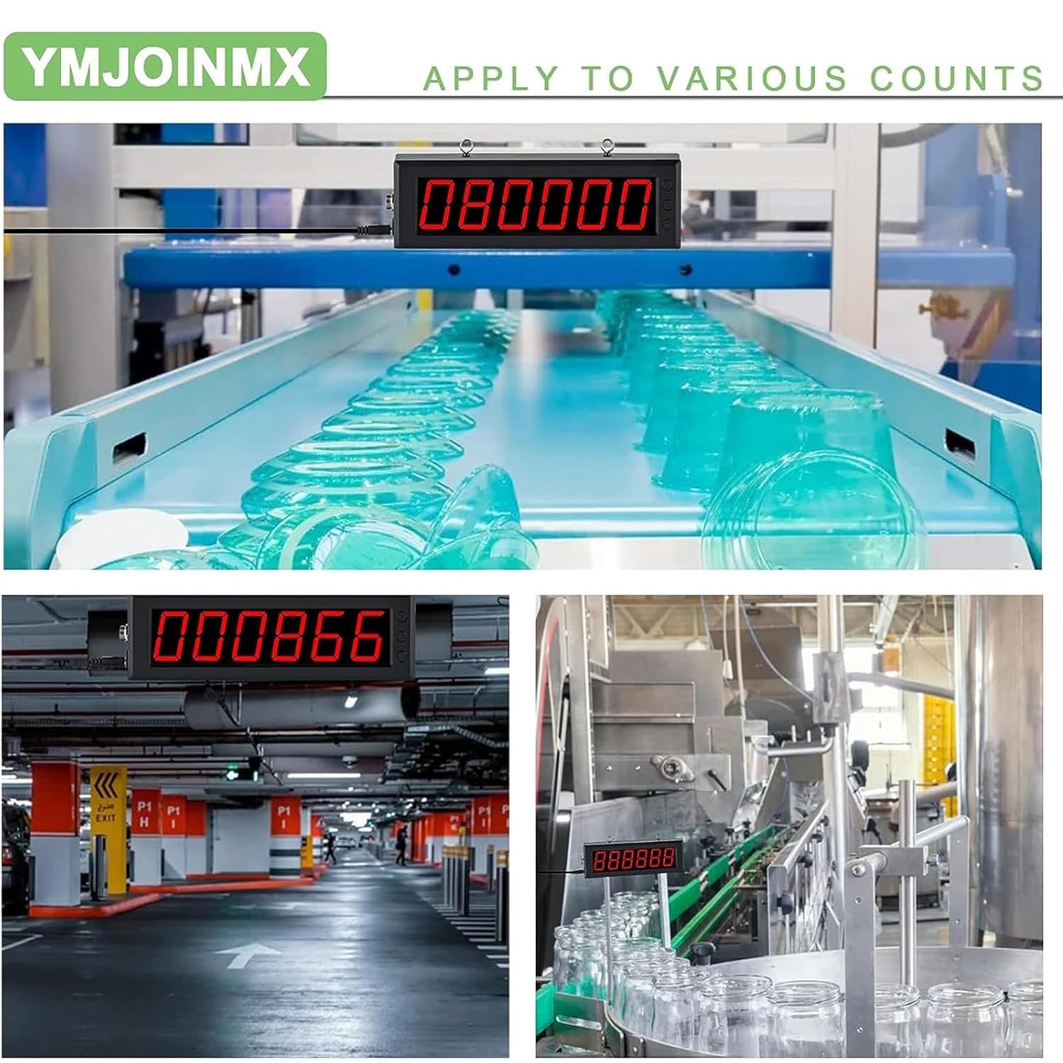 Compteur numérique LED, affichage à 6 chiffres avec capteur infrarouge, compte jusqu'à 999999, distance d'induction réglable de 30 à 70 cm, idéal pour les applications de comptage