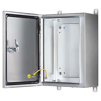 KWONONG Junction Box, IP65 Waterproof Stainless Steel Enclosure for Electrical Project, Includes Mounting Plate and Wall Bracket (14