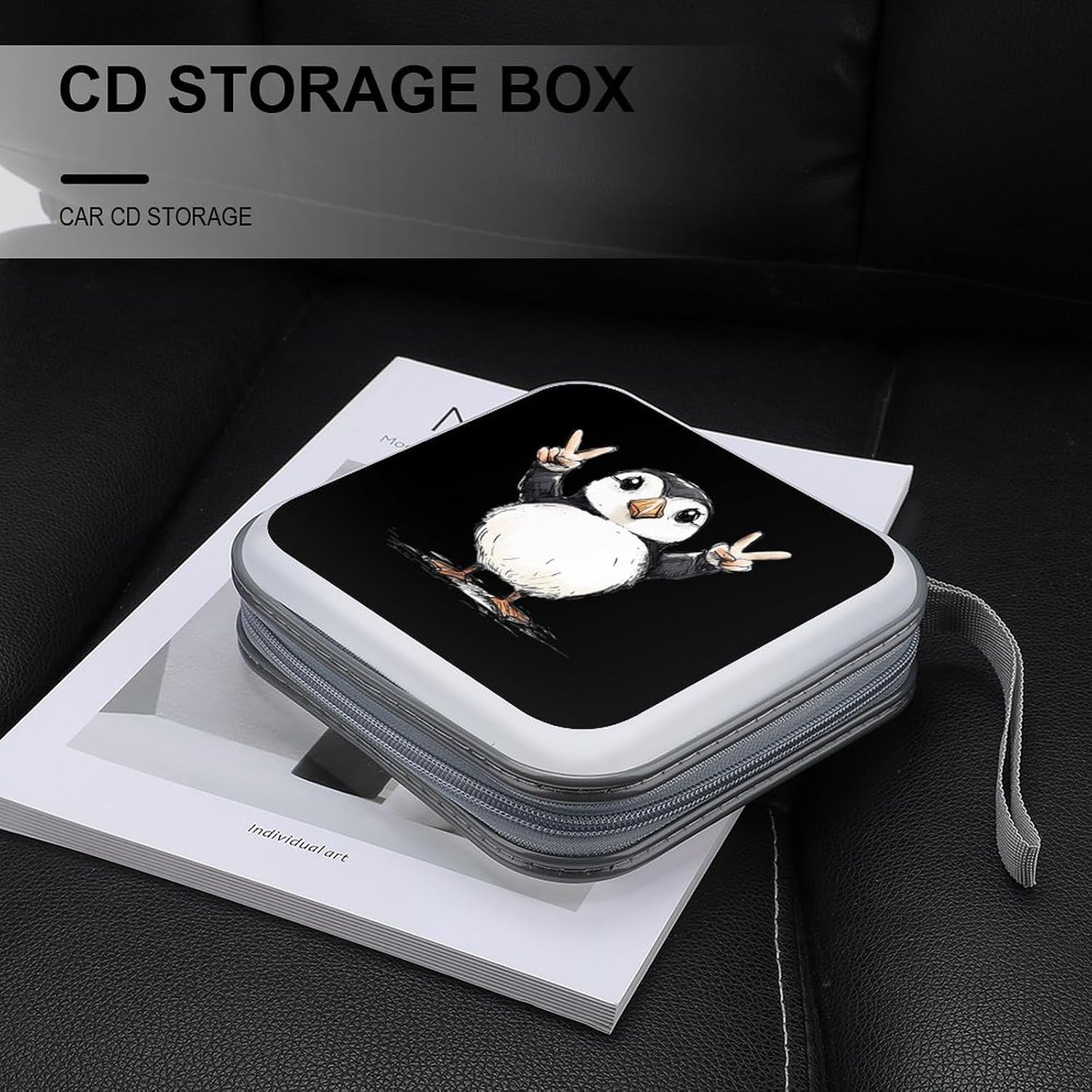 Cute Bird Peace Sign CD Case Portable DVD Storage Box CD Wallet Holder Binder Organizer for Car Home