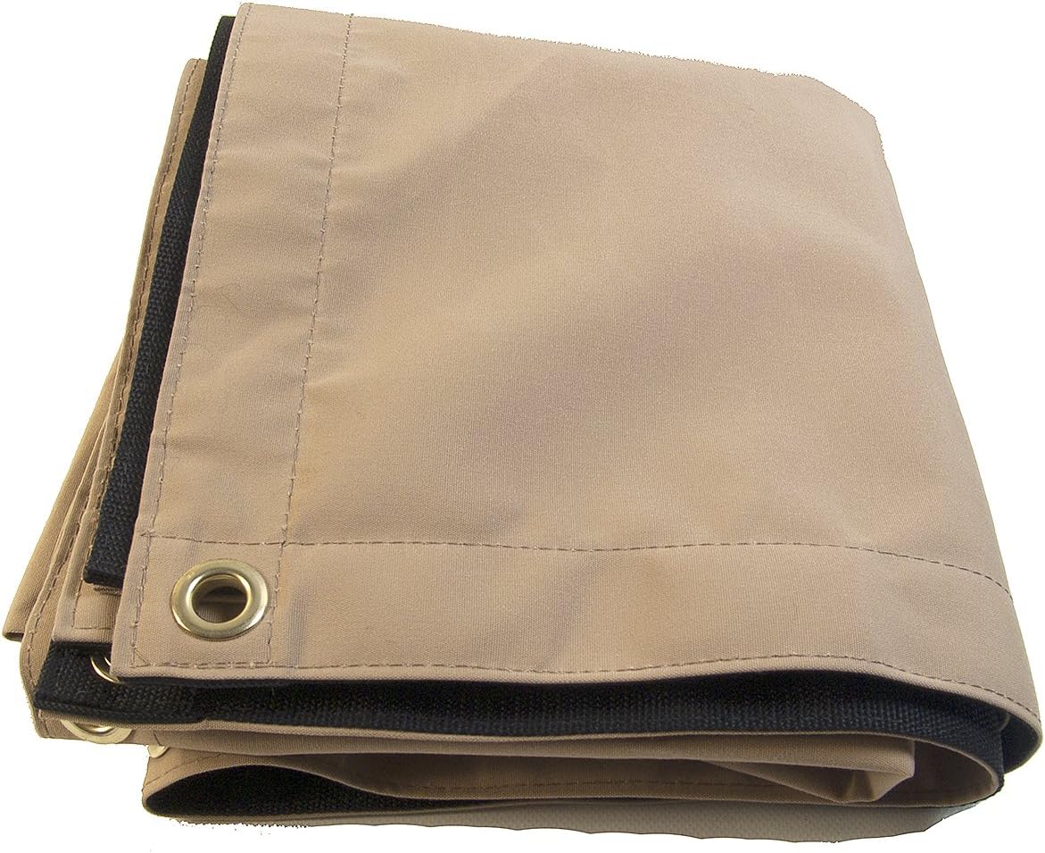 Sunbrella Tarp, Toast w/Reinforced Edging & 1/2 Inch Brass Rolled Rim Spur Grommets Every 16" Inches (3' X 3' Feet)