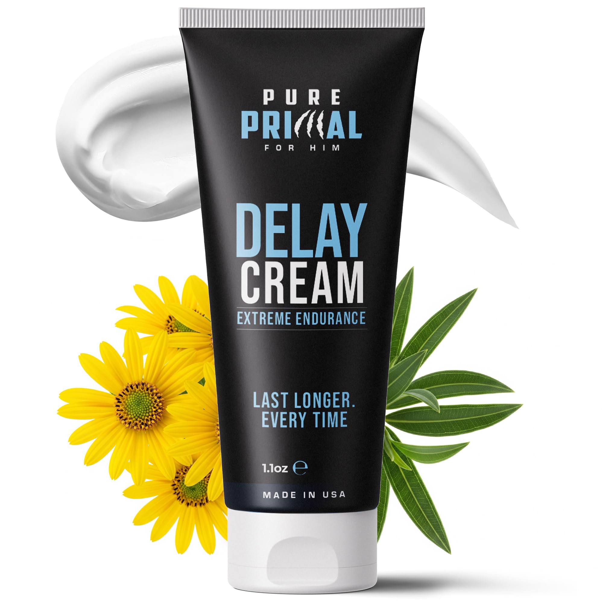 Pure Primal Delay Cream for Men - Climax Control Formula to Last Longer in Bed, Clean & Fast-Absorbing Application, Climax Delay Support, Boost Confidence, Non-Greasy Desensitizing Creme