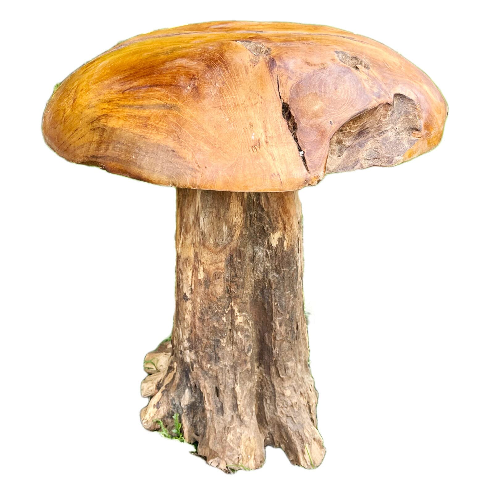 Darthome Brown Teak Root Mushroom Sculpture 42Cm Hand Carved Wood Toadstool Outdoor Decor Large
