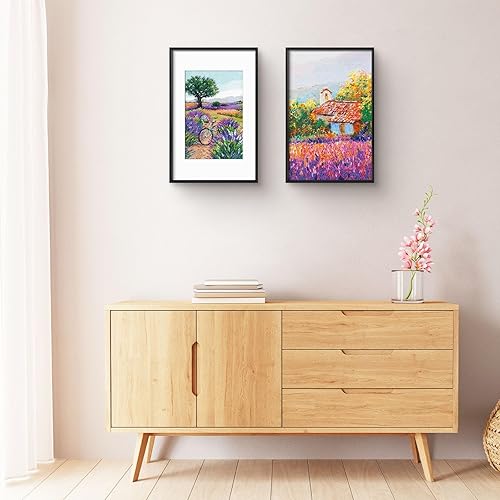 Vista 346 de Golden State Art - Marco de fotos de aluminio satinado clásico de 8 x 10 con alfombrilla de color marfil para fotos de 5 x 7 y cristal real, Dorado