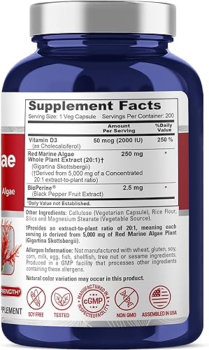 Miniatura 2 de NusaPure Algas marinas rojas 5,000 mg 200 cápsulas vegetales (sin OMG y sin gluten) Bioperine