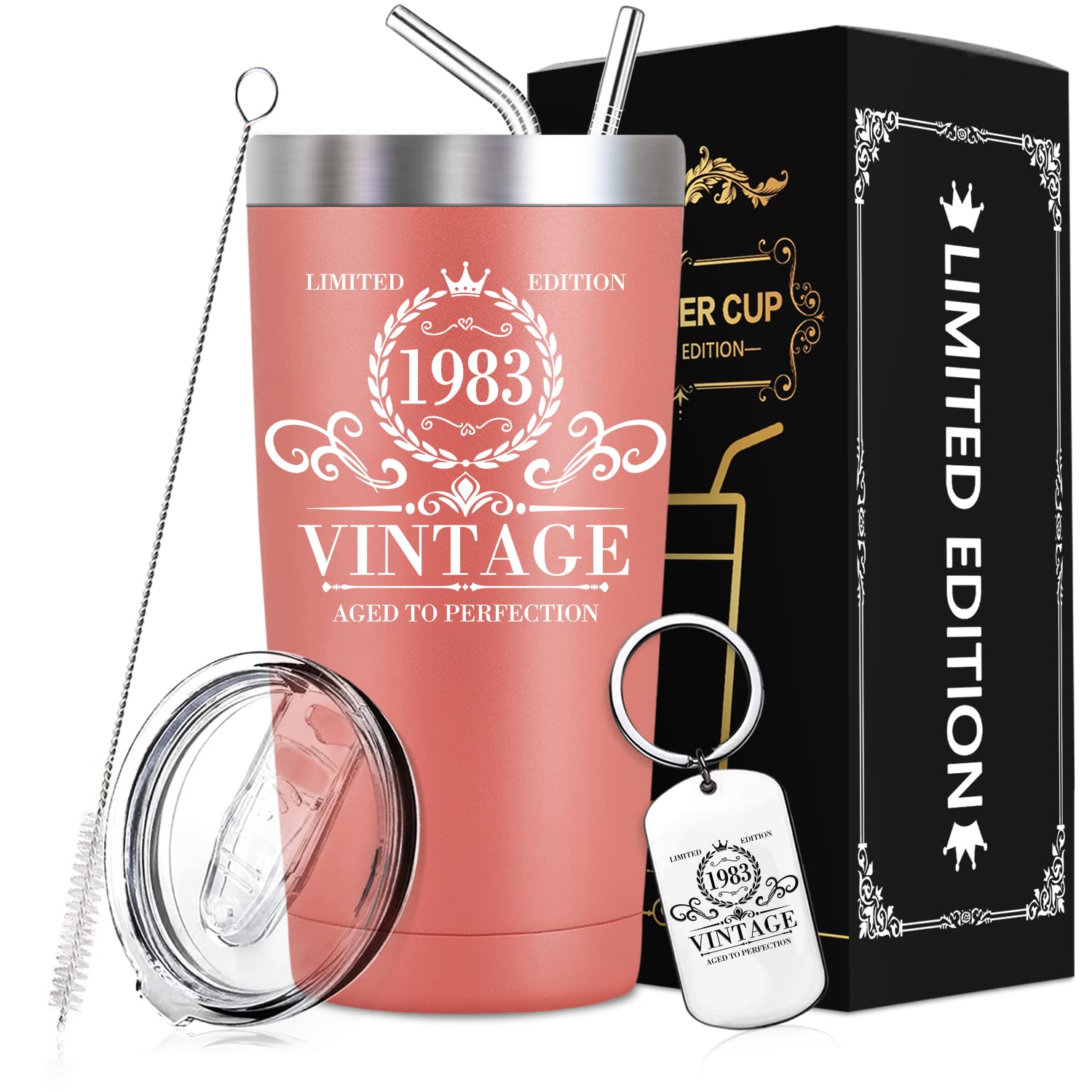 SpenMeta 40th Birthday Gifts for Women - 40 Year Old Ideas Gifts for Women - Unique Great Bday Present for Mom - Vintage 1983 Tumbler Cup