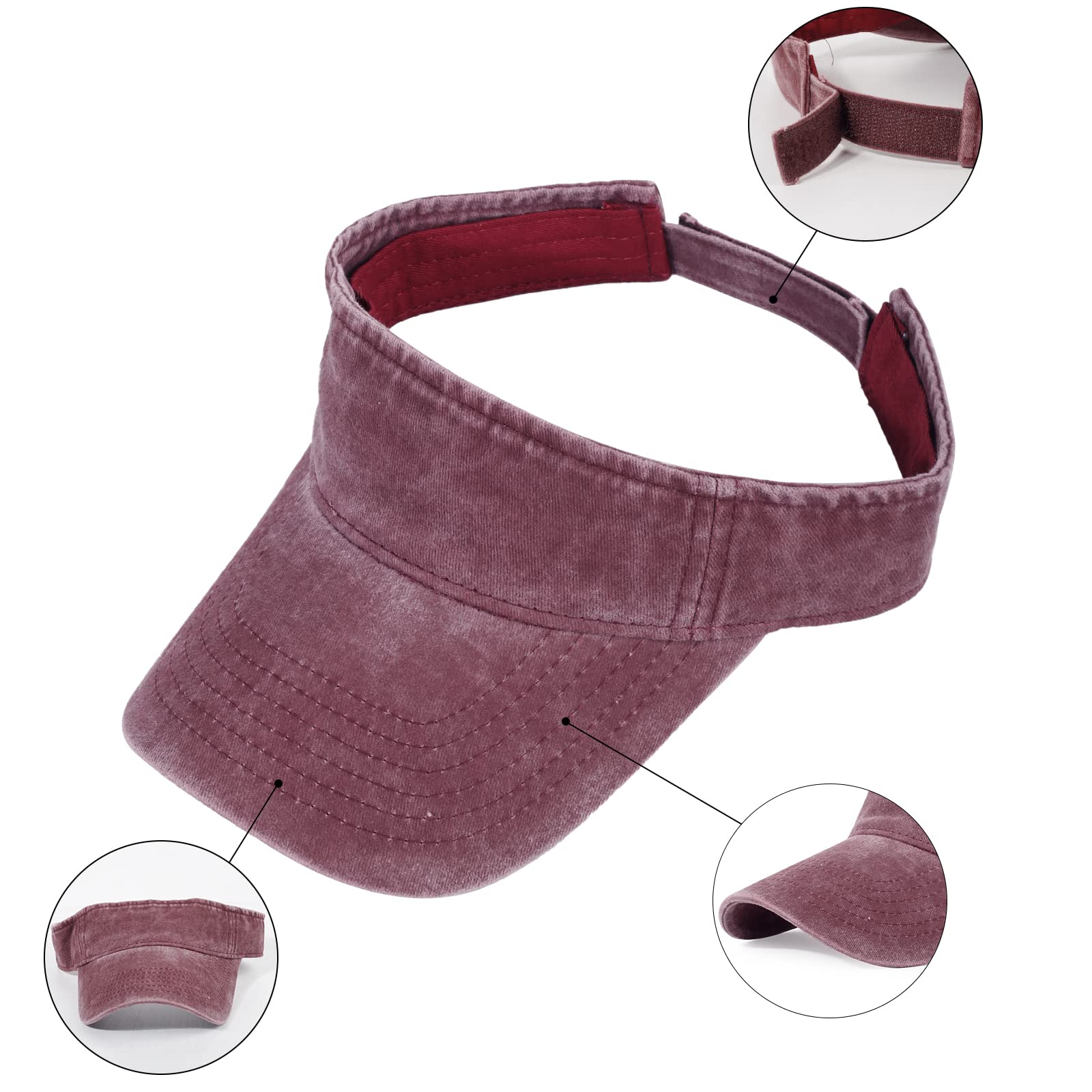 Confezione da 3 visiere parasole per donne e uomini, cappelli da sole sportivi leggeri con visiera regolabile in twill di cotone