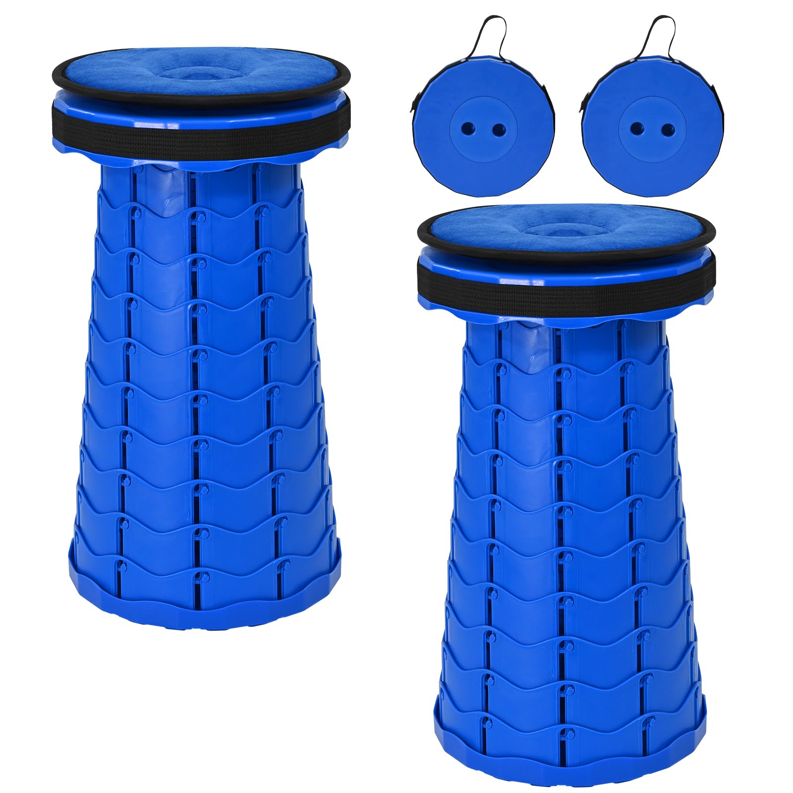 2 Juegos de Taburete Plegables Portátiles con Almohadilla,Taburete Plegables Retráctiles con Capacidad de Carga de 400 Libras,Taburete Plegables Portátiles para Acampar,Senderismo-Azul Oscuro