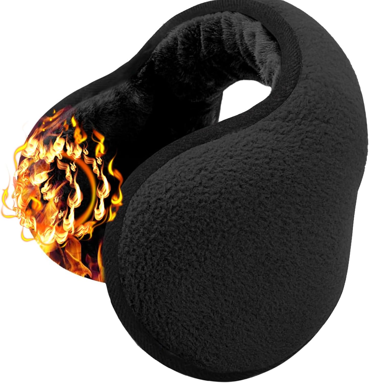 Ear Warmer,Ear Muffs For Men Women,Black Fleece Fabric Ear Cover