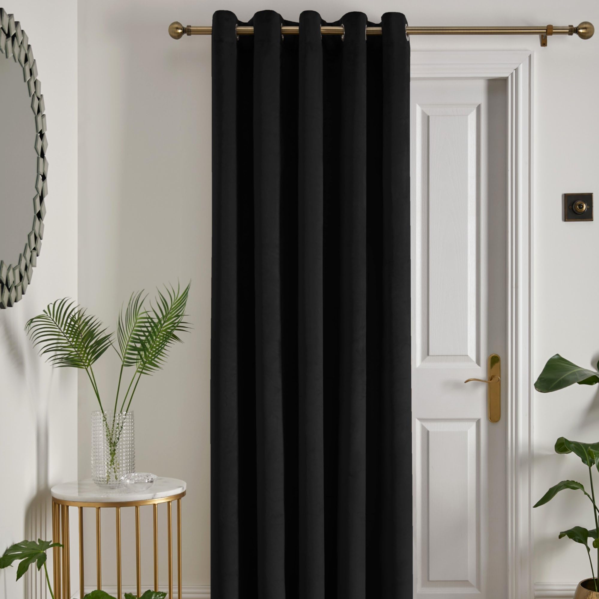 Laurence Llewelyn-Bowen Montrose Velvet Curtain, Single Panel W66 x L84" (168x214cm), Black Eyelet, Thermal & Soundproof