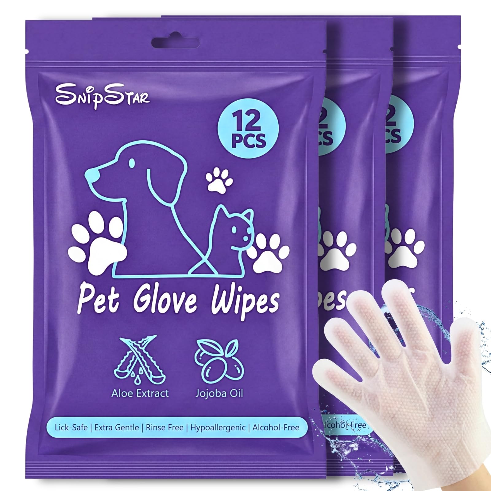 Lingettes pour gants pour animaux de compagnie (36 pièces)