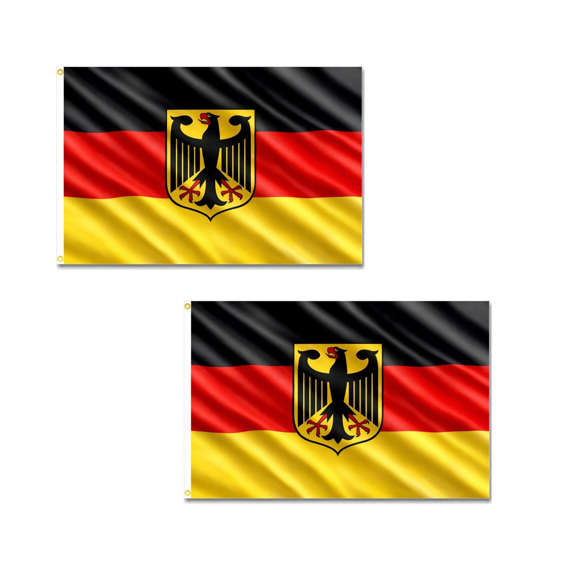 2 Pcs Germany Crest Flag 5ft x 3ft with Brass Eyelets – Polyester German Flag Banner for Football Matches, Fan Zones, Home & Garden Display — image 1