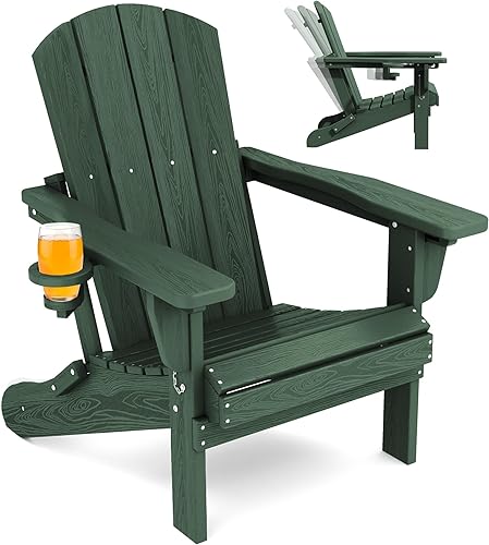 SERWALL Silla Adirondack plegable ajustable verde